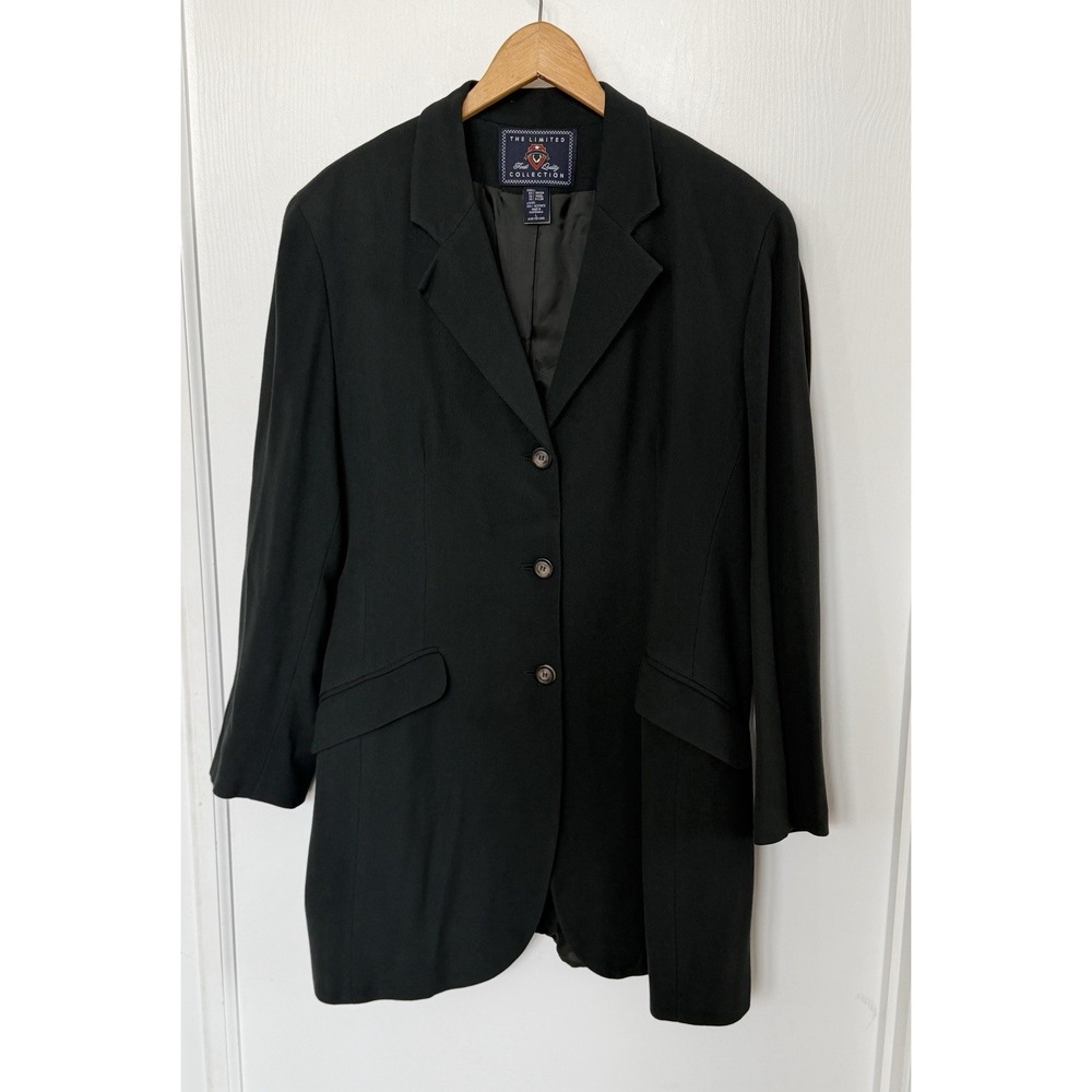 Vintage The Limited Forest Green Wool Blend Longline Blazer Large Dark Academia